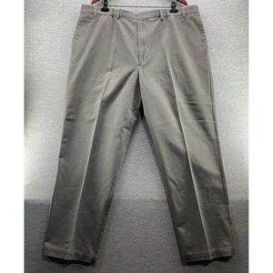 Roundtree & Yorke Men's Easy Care Green Flat Front Chino Pants Size 44x32 (A8)